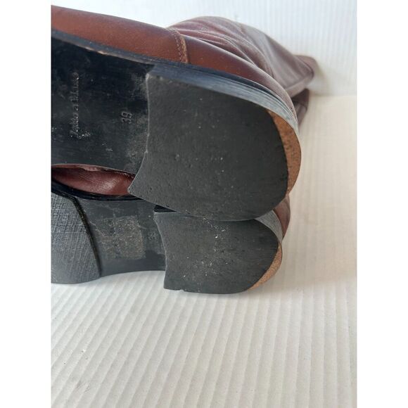 Fatte a mano Cognac Brown Leather Riding Boots Size 38.5 Made In Italy 8 - Picture 7 of 14